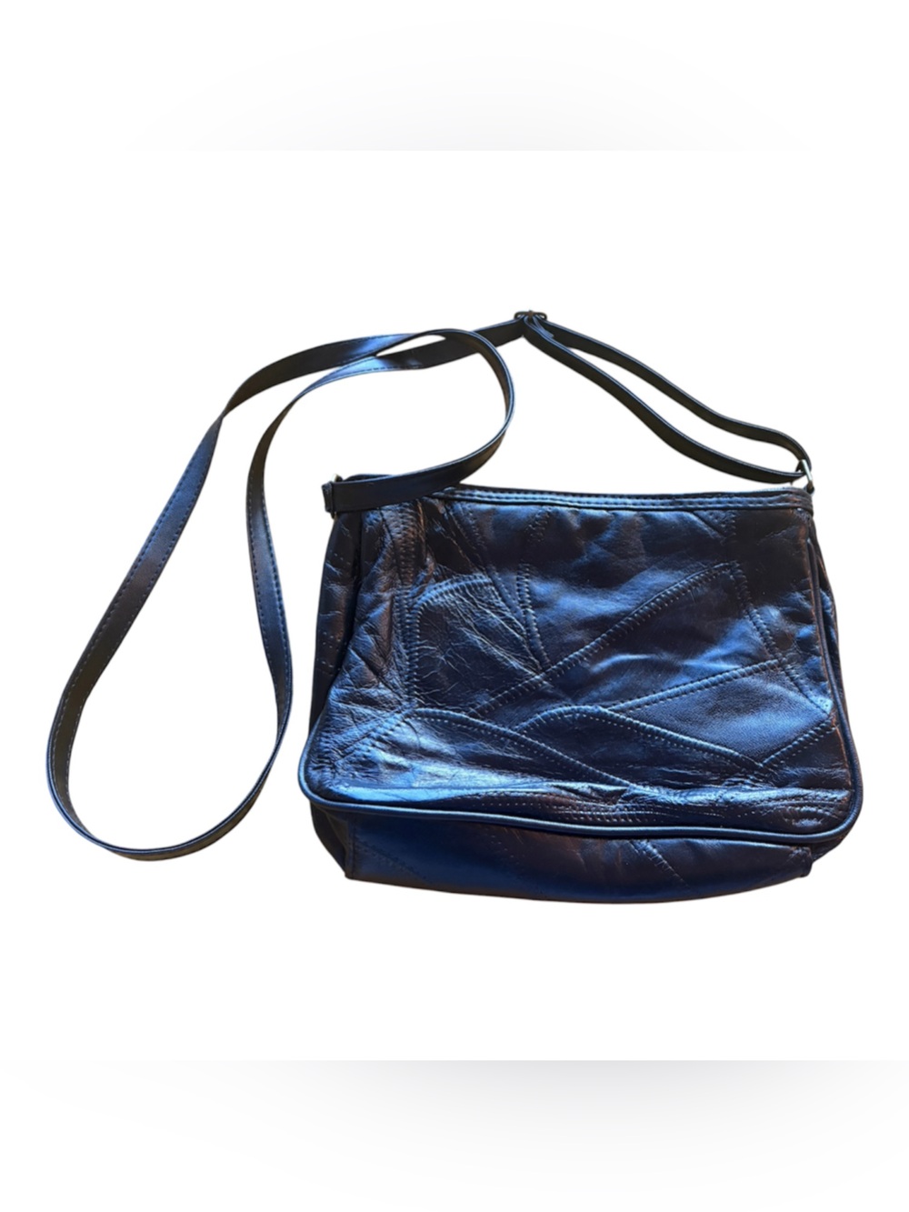 Vintage Black Lambskin Patchwork Crossbody Bag